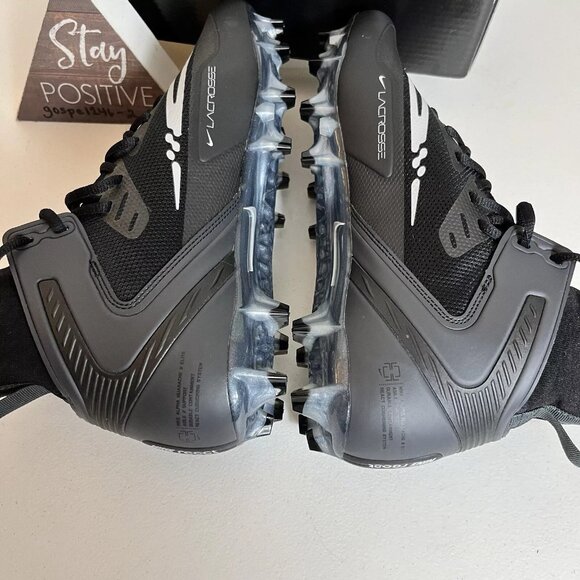 NIKE Alpha Huarache 8 Elite LAX Lacrosse Cleats Men Sz 8.5 / Women Size 10 Black - Picture 5 of 7